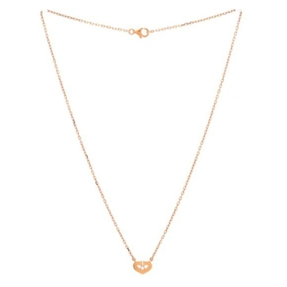 CARTIER C Heart 18K Rose Gold Diamond Necklace 15.25" | AUTHENTICATED - Picture 2 of 2